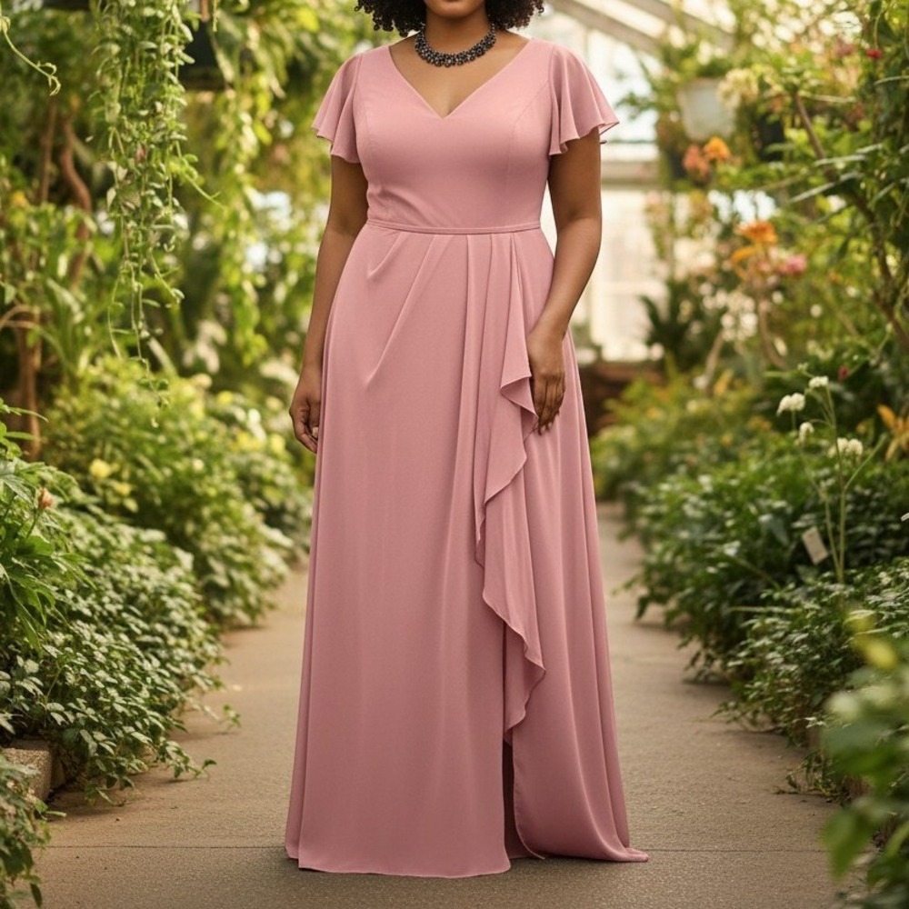 Celebrate DB Studio Dress Size 20 Pink Flutter Sleeve Ruffle Gown Formal‎ 4085